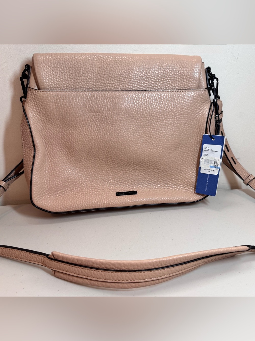 Rebecca Minkoff Crosby Crossbody in Latte (a peachy pale pink) Pebbled Leather